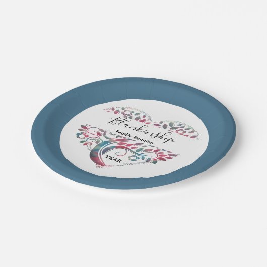 Heart Shaped Tree Family Reunion Template Papieren Bordje (Gekanteld)