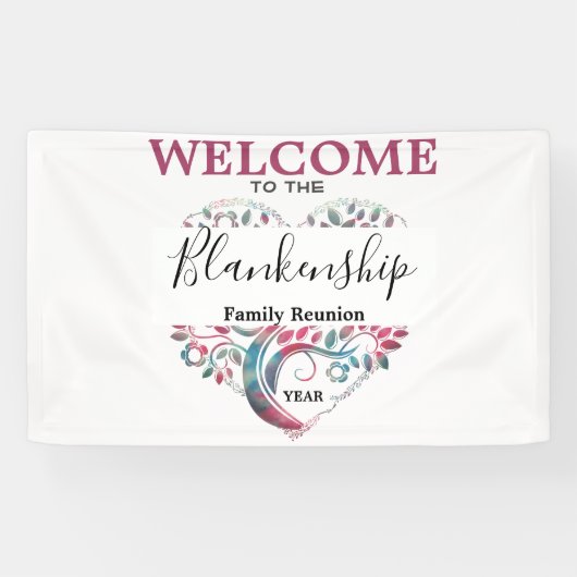 Heart Shaped Tree Family Reunion Template Spandoek (Horizontaal)
