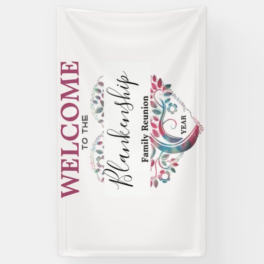 Heart Shaped Tree Family Reunion Template Spandoek (Verticaal)