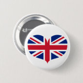 Heart Shaped United Kingdom Flag / Union Jack Ronde Button 5,7 Cm (Voorkant /achterkant)