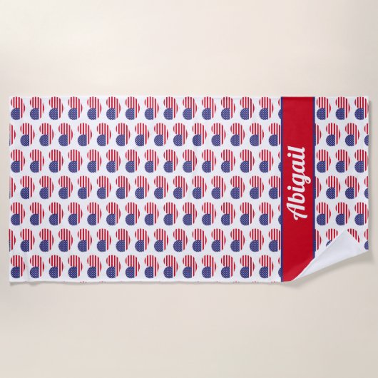 Heart Shaped US-vlag / Aangepaste keukenhanddoek Strandlaken (Voorkant)