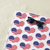 Heart Shaped US-vlag / Aangepaste keukenhanddoek Strandlaken (In situ)