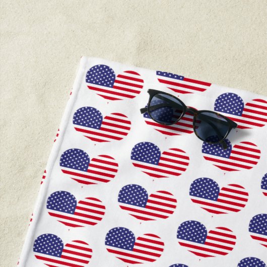 Heart Shaped US-vlag / Aangepaste keukenhanddoek Strandlaken (In situ)