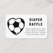 Heart Shaped Voetbal Diaper Raffle Baby shower Informatiekaartje (Voorkant)