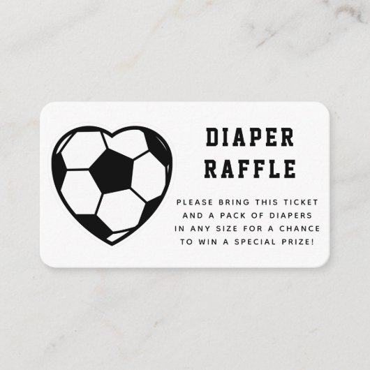 Heart Shaped Voetbal Diaper Raffle Baby shower Informatiekaartje (Voorkant)