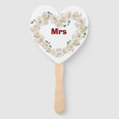 Heart-Shaped Wedding Hand Fans – Mr & Mrs Floral D Handwaaier (Achterkant)