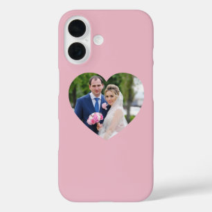 Heart Shaped Weduwfoto Roze iPhone 16 Hoesje