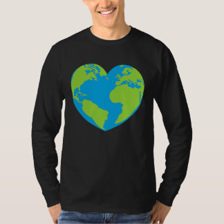 Heart shaped world earth globe world map t-shirt