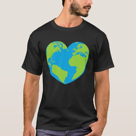 Heart shaped world earth globe world map t-shirt (Voorkant)