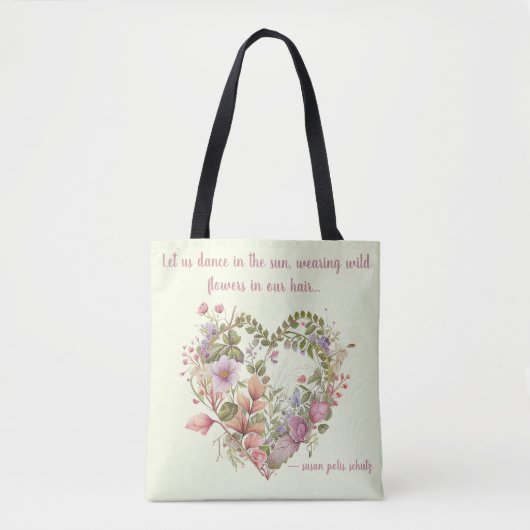 Heart Shaped Wreath of Ferns and Wildflower Tote Bag (Voorkant)