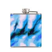 Heart Shaped Wreath op Blue Abstract Weddenschap Heupfles (Achterkant)