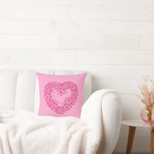 Heart Shaped Wreatof Flowers, Fuchsia and Pink Kussen