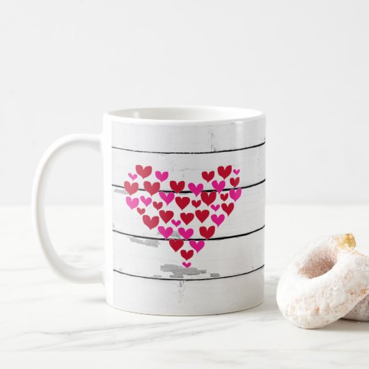 Heart Shiplap Rustic Nautical Coffee Mok (Met donut)