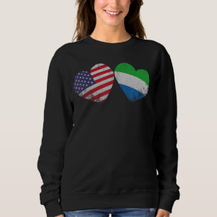 Heart Sierra Leone American Flag Patriotic Famil Trui