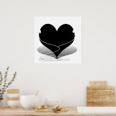 Heart Silhouette (met oorknoppen) Poster (Keuken)