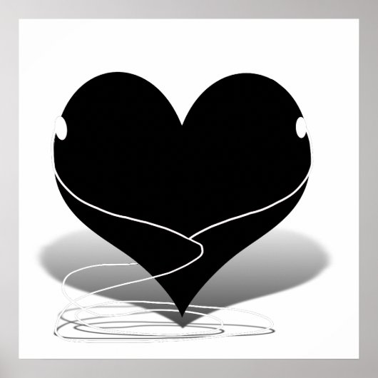 Heart Silhouette (met oorknoppen) Poster (Voorkant)