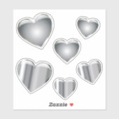 Heart Silver Chrome Vinyl Sticker (Vel)