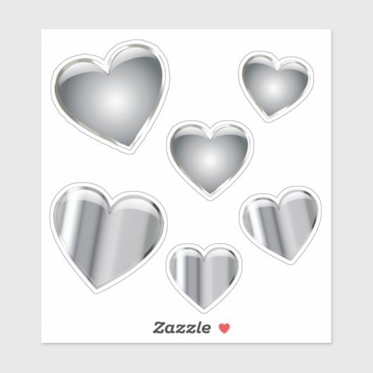 Heart Silver Chrome Vinyl Sticker (Vel)