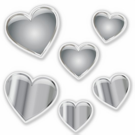 Heart Silver Chrome Vinyl Sticker (Voorkant)