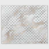 Heart Silver Glam Parly Ivory White Marble Glam Cadeaupapier (Vlak)
