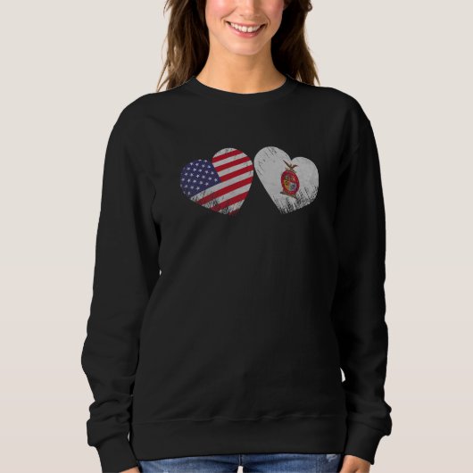 Heart Sinaloense American Flag Patriotic Family He Trui (Voorkant)