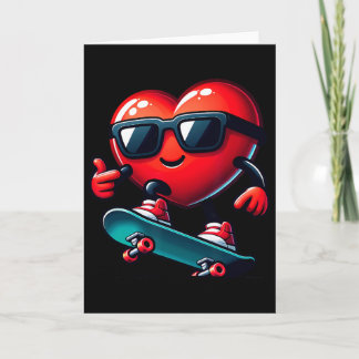 Heart Skateboarding Skateboarder Valentines Day Va Kaart