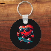 Heart Skateboarding Skateboarder Valentines Day Va Sleutelhanger (Voorkant)