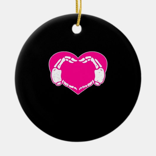 Heart Skeleton Hands Gothic Valentijn Classic Keramisch Ornament (Voorkant)