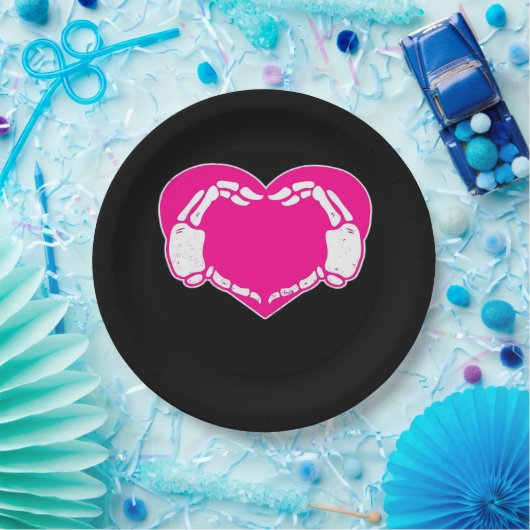 Heart Skeleton Hands Gothic Valentijn Classic Papieren Bordje (Feest)