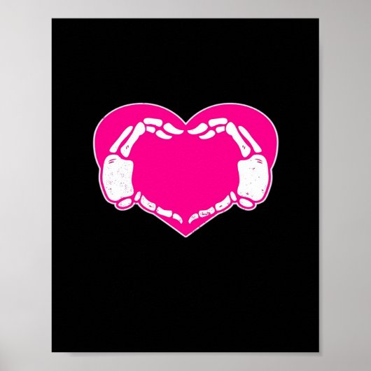 Heart Skeleton Hands Gothic Valentijn Classic Poster (Voorkant)