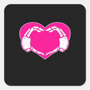 Heart Skeleton Hands Gothic Valentijn Classic Vierkante Sticker