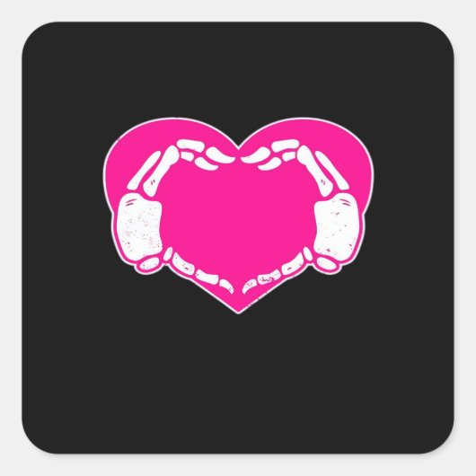 Heart Skeleton Hands Gothic Valentijn Classic Vierkante Sticker (Voorkant)