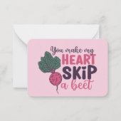 Heart Skip A Beet Funny Pun Cute Valentijnsdag Notitiekaartje (Voorkant)