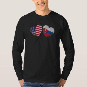 Heart - Slowaaks - Amerikaanse vlag - Patriottisch T-shirt