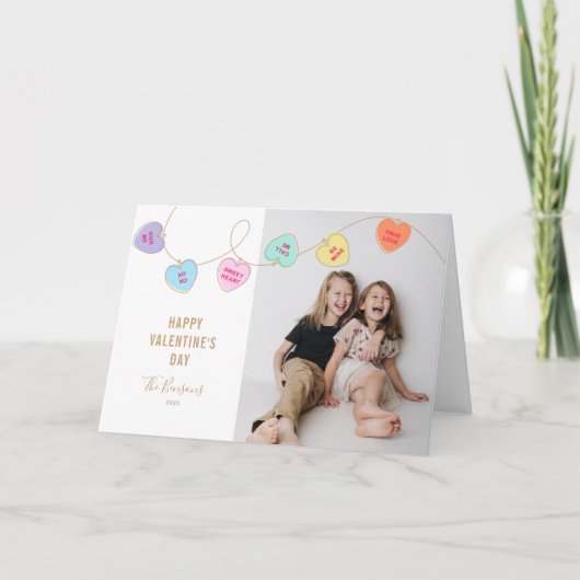 Heart Snoep Valentijnsdag Photo Holiday Card Feestdagen Kaart (Voorkant)