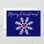 Heart Snowflake Christmas | navy Feestdagenkaart (Voorkant / Achterkant)