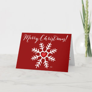 Heart Snowflake Christmas   Rood Feestdagen Kaart