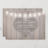 Heart Soned Rustic Wedding Invitation Kaart (Voorkant / Achterkant)