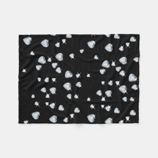 Heart Sparkle Diamonds Fleece Deken (Voorkant (Horizontaal))