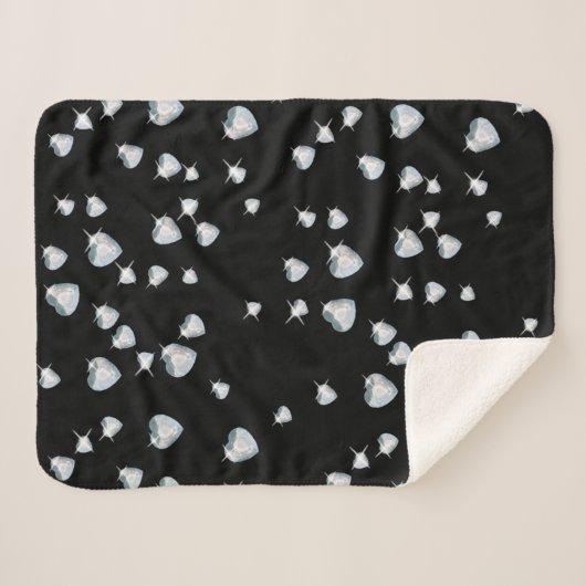 Heart Sparkle Diamonds Sherpa Deken (Voorkant (horizontaal))