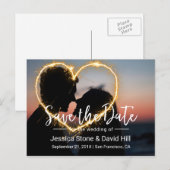Heart Sparkler Weddenschap Foto Save the Date Aankondigingskaart (Voorkant / Achterkant)