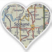 Heart Spokane  Map Sticker (Voorkant)