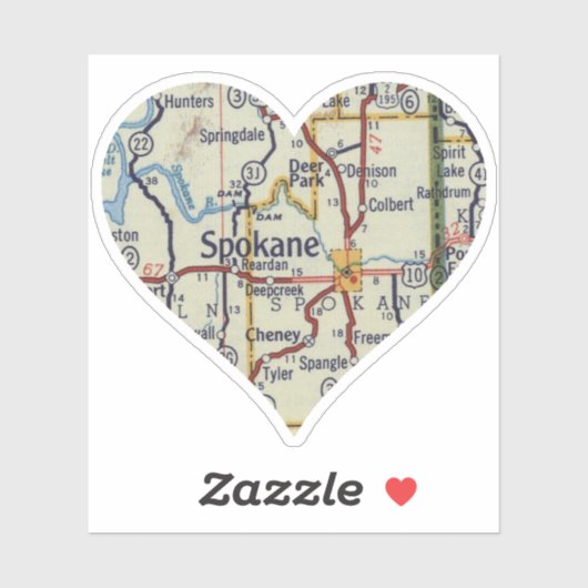 Heart Spokane  Map Sticker (Vel)