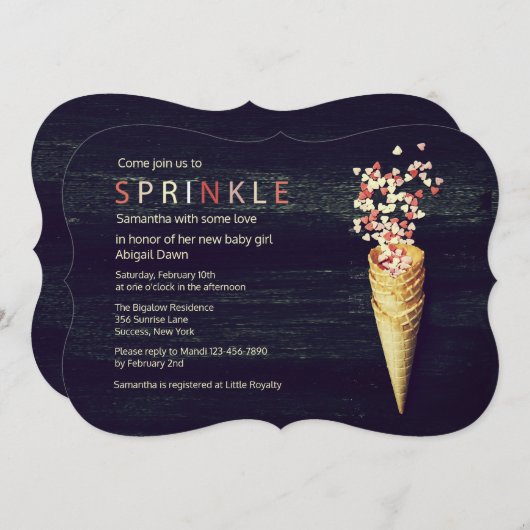 Heart Sprinkles Uitnodiging (Voorkant / Achterkant)