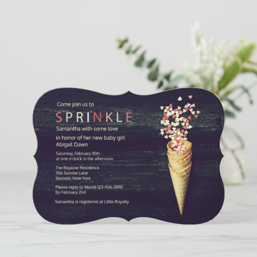 Heart Sprinkles Uitnodiging (Staand voorkant)