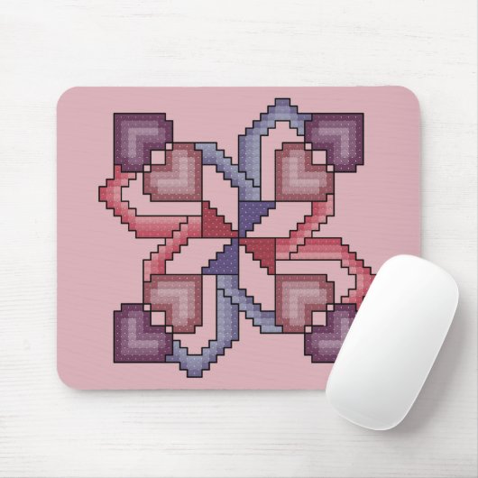 Heart Square Cross Stitch Mousepad Muismat (Met muis)