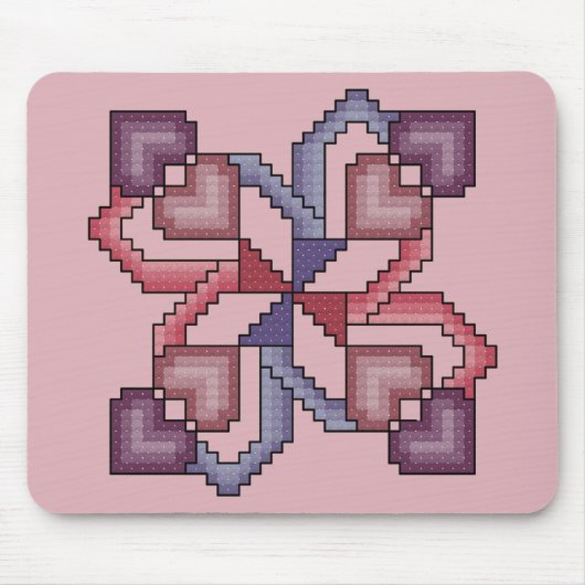 Heart Square Cross Stitch Mousepad Muismat (Voorkant)