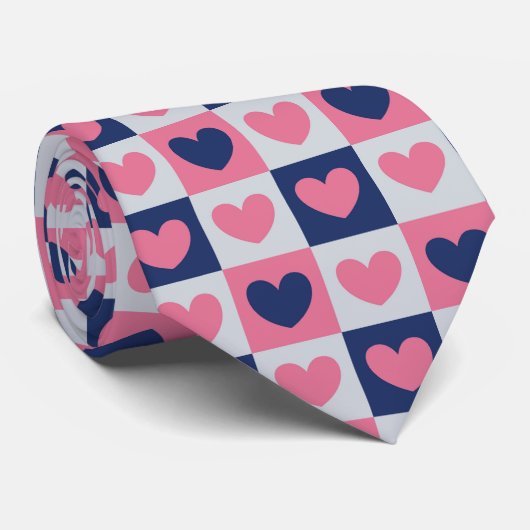 Heart Squares Valentine Stropdas (Opgerold)