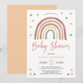 Heart Star Muted Tones Boho Rainbow Baby shower Kaart (Voorkant / Achterkant)