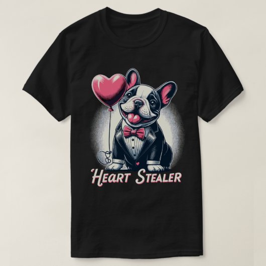Heart Stealer - Dapper Franse Bulldog met ballon T-shirt (Design voorkant)